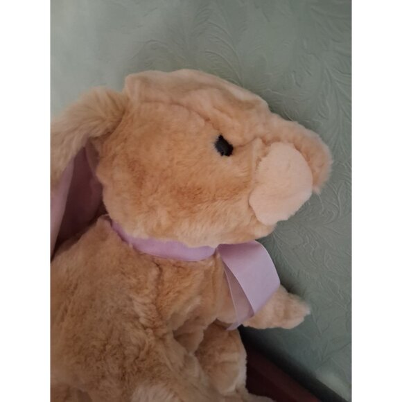 VTG Commonwealth Tan Bunny Rabbit 2002 Jumbo 17” Plush Floppy Purple Bow - Picture 9 of 14
